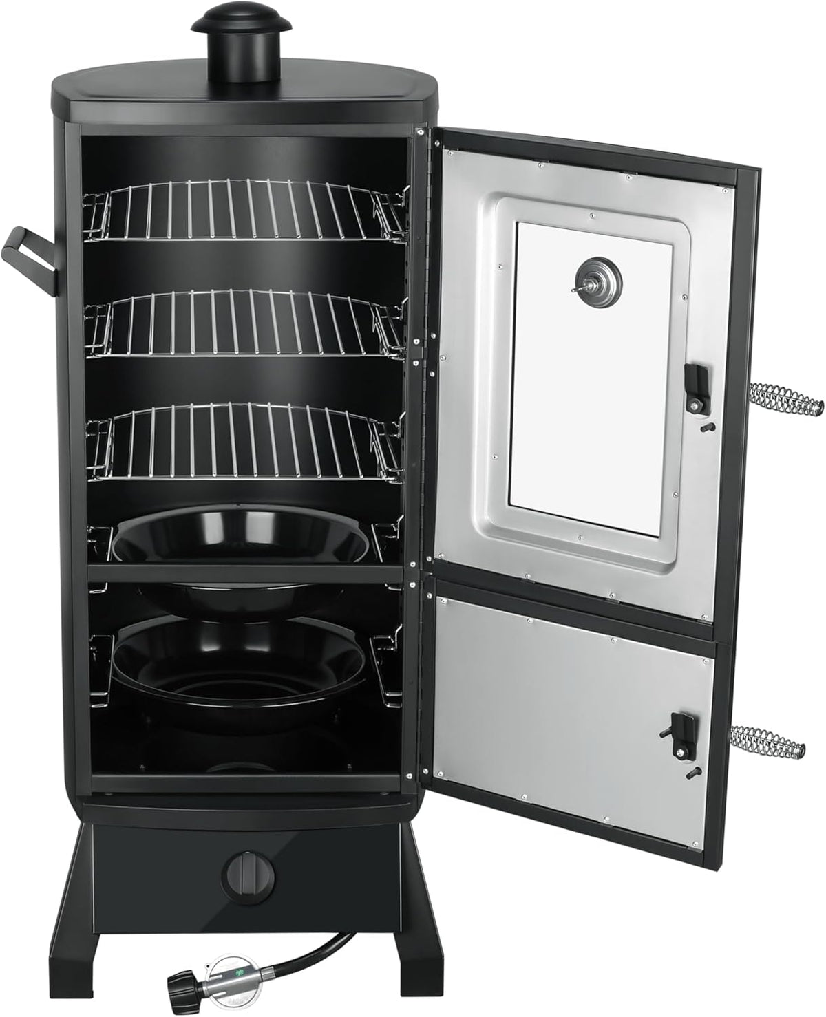 JXXM Vertical Propane Gas Smoker with Cover – Heavy Duty Outdoor BBQ Smoker Grill, 3 Removable Racks, Wood Chip Box & Water Pan