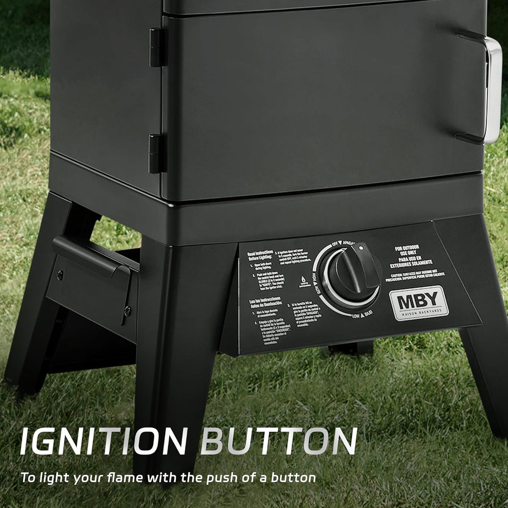 JXXM Outdoor Vertical Propane Gas Smoker with Cover, 4 Removable Racks, Adjustable Temperature Control, Heavy-Duty BBQ Grill for Backyard Cooking