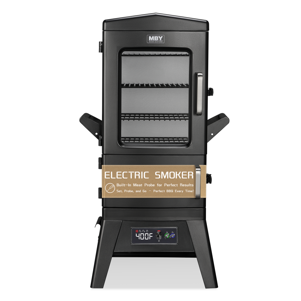 JXXM 40" Electric Smoker Grill, Black – Vertical BBQ Smoker with 633 Sq In Cooking Space, 4 Removable Racks, Meat Probe & Easy-Load Wood Chip Tray