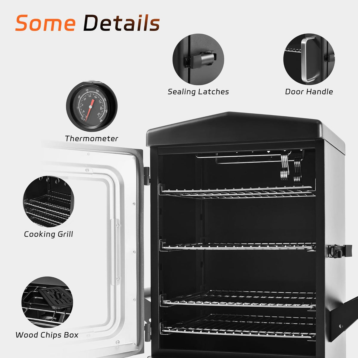 JXXM Outdoor Vertical Propane Gas Smoker with Cover, 4 Removable Racks, Adjustable Temperature Control, Heavy-Duty BBQ Grill for Backyard Cooking