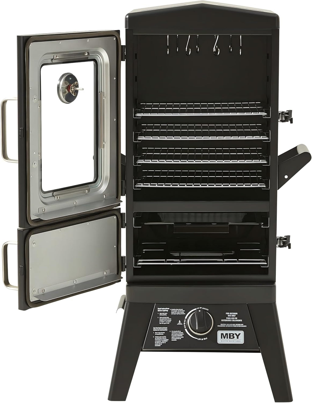 JXXM Outdoor Vertical Propane Gas Smoker with Cover, 4 Removable Racks, Adjustable Temperature Control, Heavy-Duty BBQ Grill for Backyard Cooking