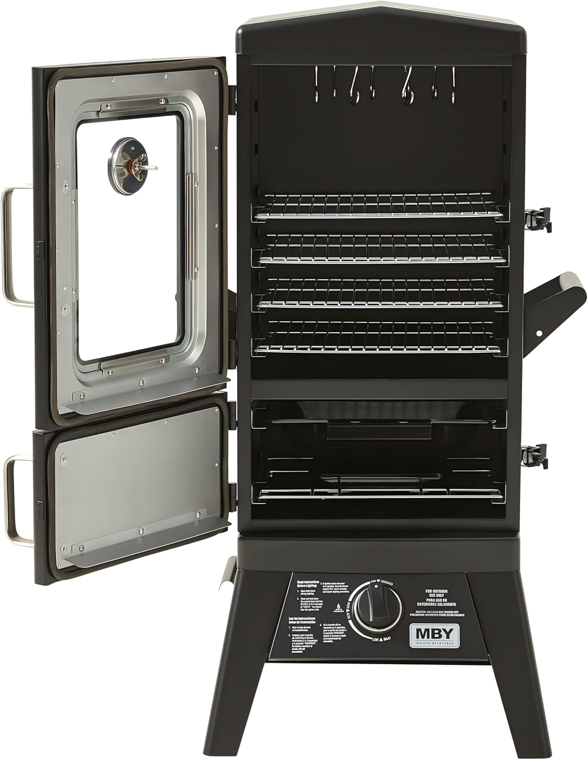 JXXM Outdoor Vertical Propane Gas Smoker with Cover, 4 Removable Racks, Adjustable Temperature Control, Heavy-Duty BBQ Grill for Backyard Cooking