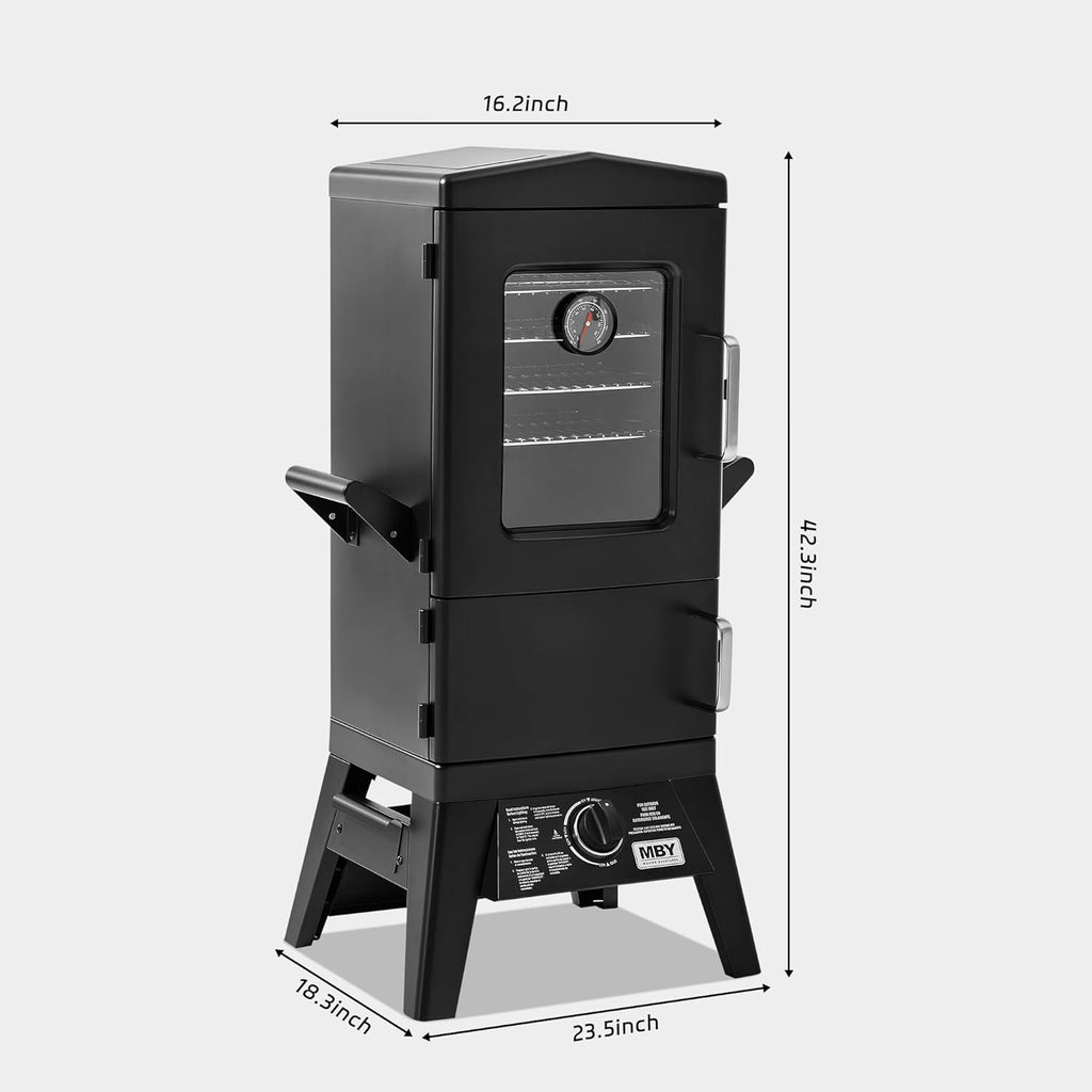 JXXM Outdoor Vertical Propane Gas Smoker with Cover, 4 Removable Racks, Adjustable Temperature Control, Heavy-Duty BBQ Grill for Backyard Cooking