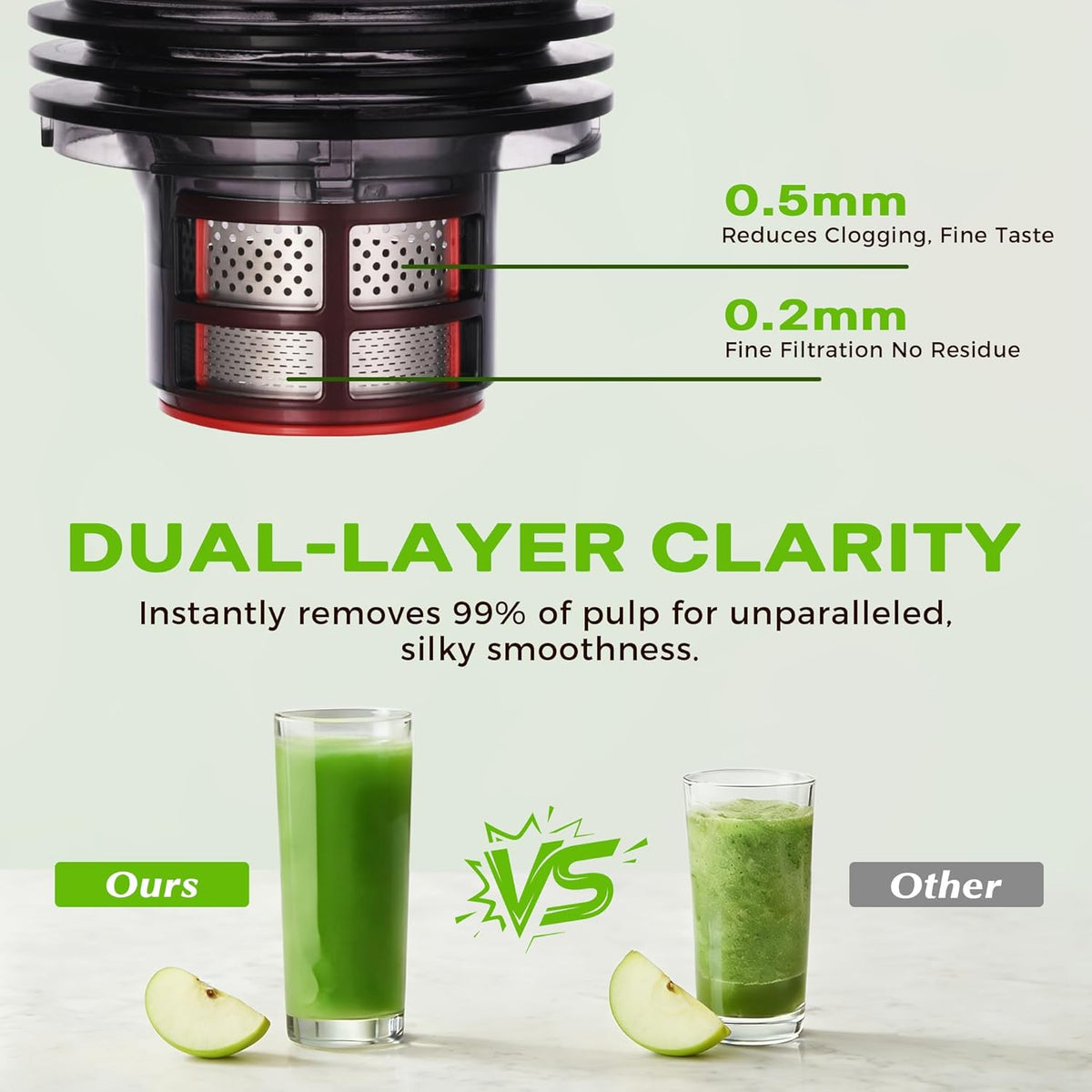 Cold Press Juicer, Juicer Machines with 5.3" Wide Feed Chute, Slow Masticating Juicer for Whole Fruits and with VegetablesHigh Yield (Gray)