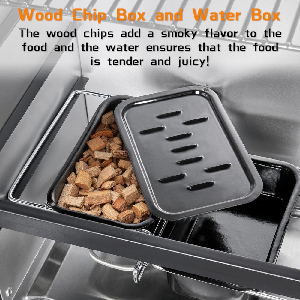 JXXM 40" Electric Smoker Grill, Black – Vertical BBQ Smoker with 633 Sq In Cooking Space, 4 Removable Racks, Meat Probe & Easy-Load Wood Chip Tray